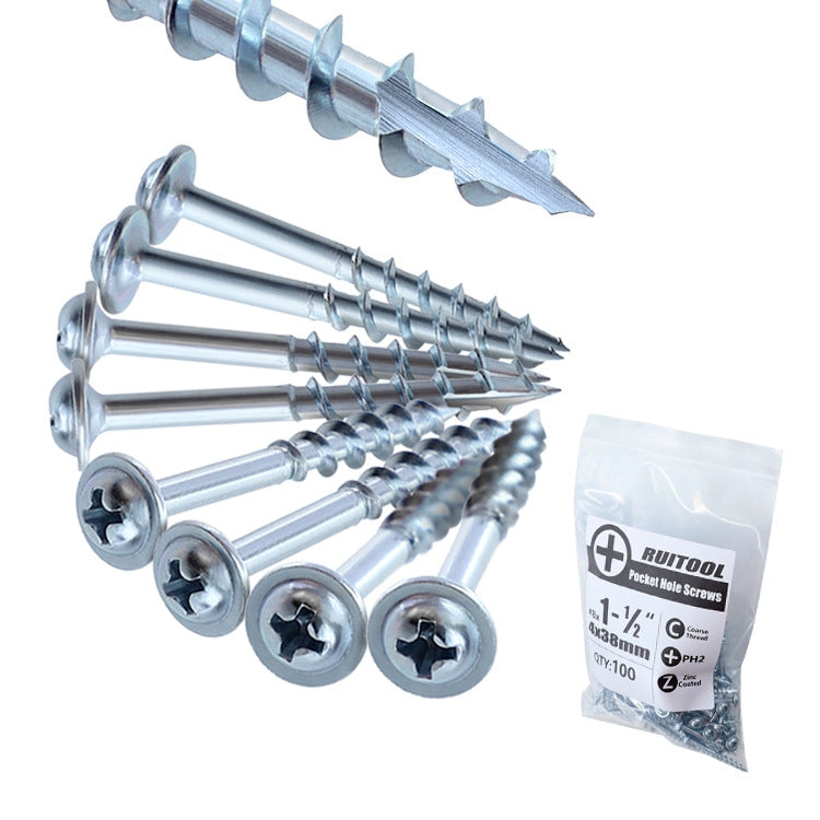 RUITOOL ST4 100pcs Woodworking Slant Hole Screws Half Tooth Self Tapping Phillips Bolt 25mm