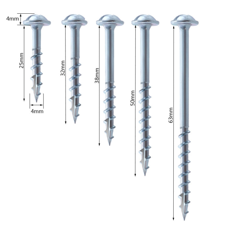 RUITOOL ST4 100pcs Woodworking Slant Hole Screws Half Tooth Self Tapping Phillips Bolt 50mm