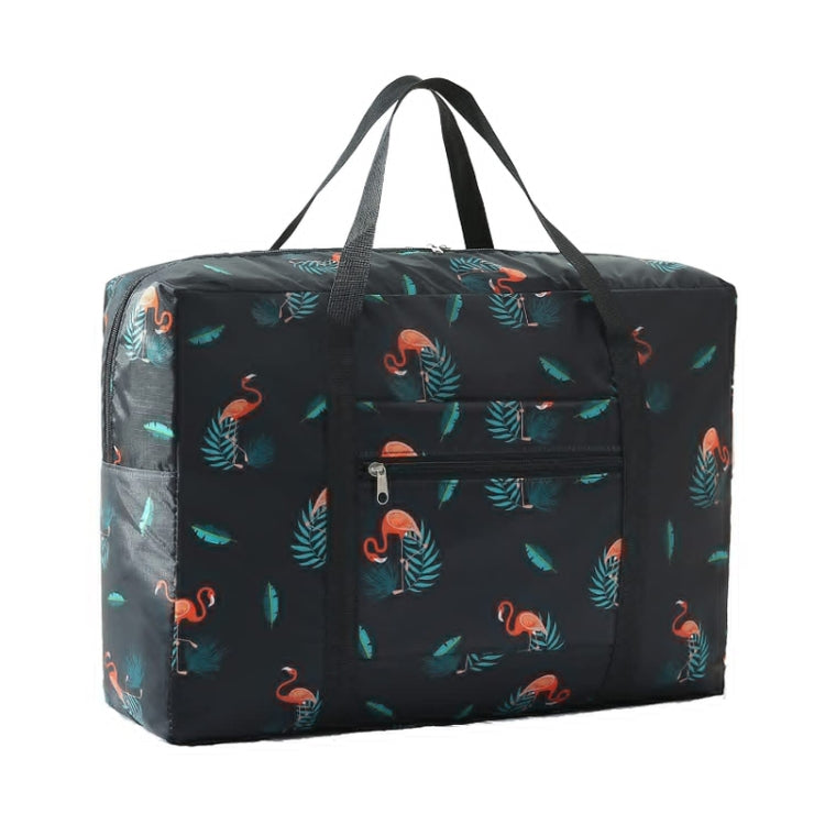 Travel Waterproof Foldable Storage Hand Luggage Bag(Black Flamingo)