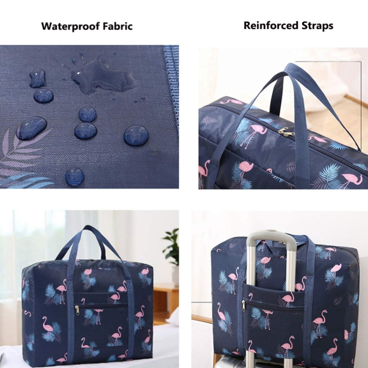Travel Waterproof Foldable Storage Hand Luggage Bag(Black Flamingo)