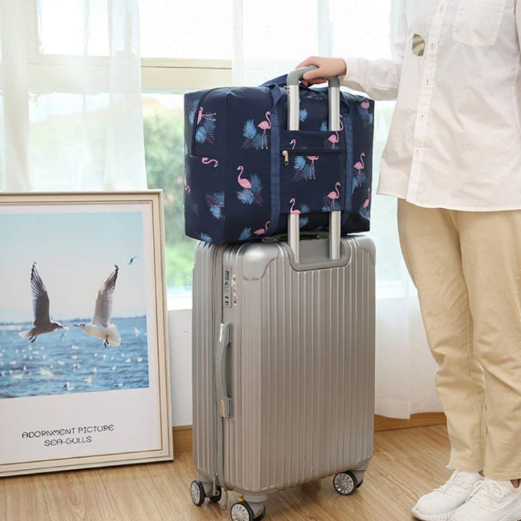 Travel Waterproof Foldable Storage Hand Luggage Bag(Navy Blue Geometry)