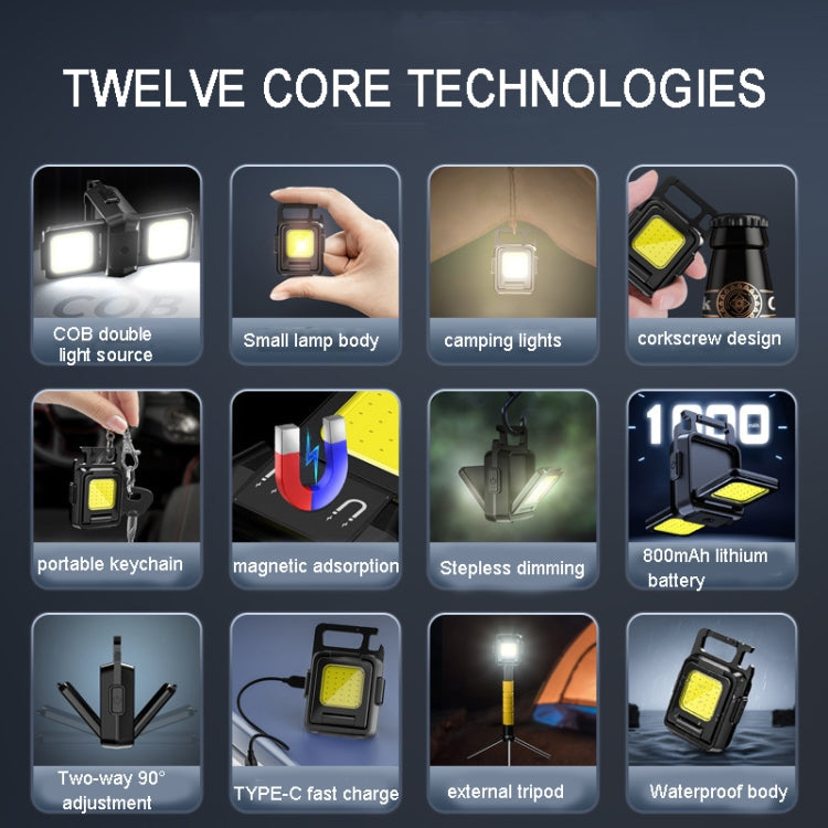 Double Sided COB Flashlight Mini Keychain Light Camping Light Without Stand