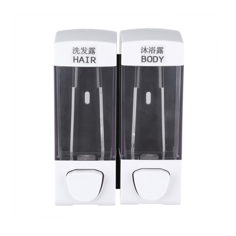 Double Head Wall Mounted Manual Press Soap Dispenser Shampoo Bottle Hand Wash Body Wash Dispenser, Color: White