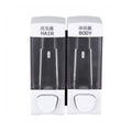 Double Head Wall Mounted Manual Press Soap Dispenser Shampoo Bottle Hand Wash Body Wash Dispenser, Color: White