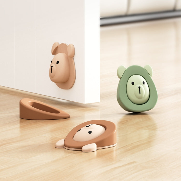 Cartoon Silicone Door Stopper Anti-Collision Door Blocker(Coffee)