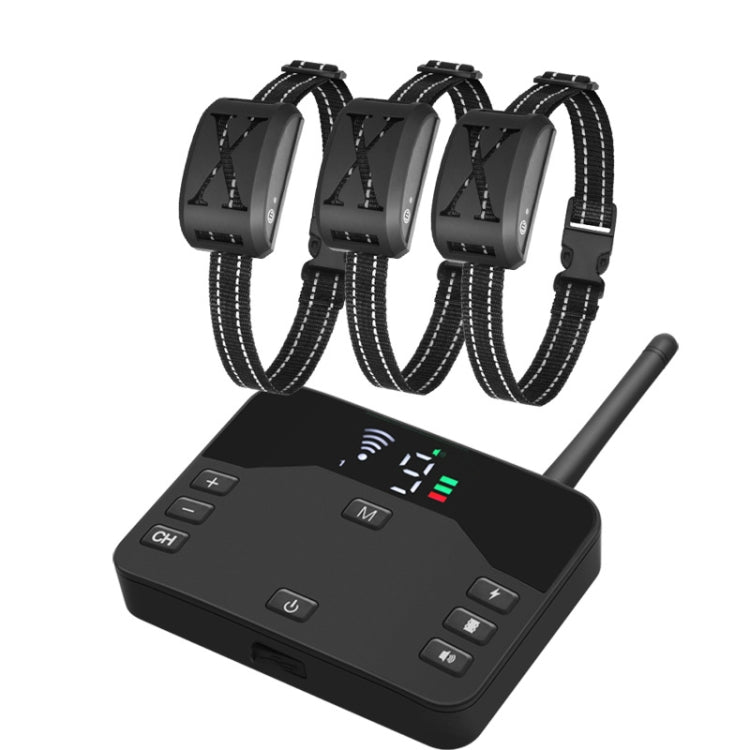 2-In-1 Electric Dog Fence & Remote Training Collar Adjustable Vibration & Shock For 3 Dogs(Black)