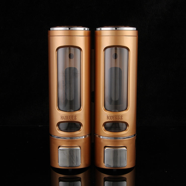 400ml Double Head Wall Mounted Manual Press Soap Dispenser Shampoo Bottle Hand Wash Body Wash Dispenser, Color: Champagne Golden