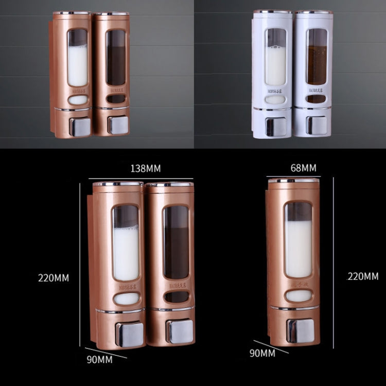 400ml Double Head Wall Mounted Manual Press Soap Dispenser Shampoo Bottle Hand Wash Body Wash Dispenser, Color: Champagne Golden