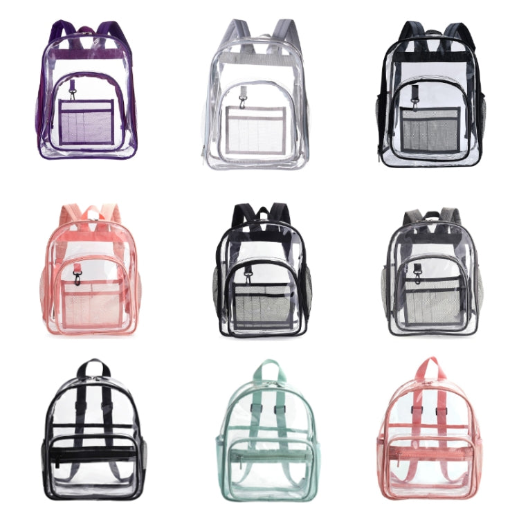 PVC Transparent Waterproof Backpack Student School Bag, Color: Small Black