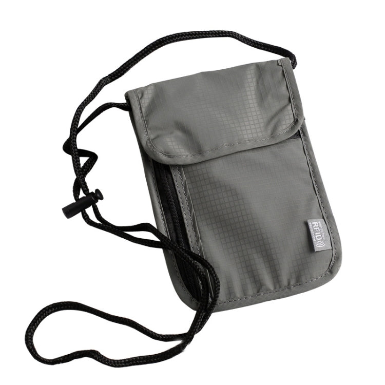 Anti-RFID Document Bag Card Radiation-proof Hanging Neck Chest Bag(Grey)