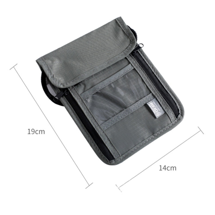 Anti-RFID Document Bag Card Radiation-proof Hanging Neck Chest Bag(Black)