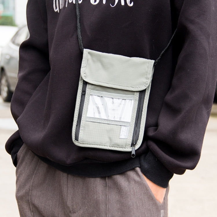 Anti-RFID Document Bag Card Radiation-proof Hanging Neck Chest Bag(Grey)