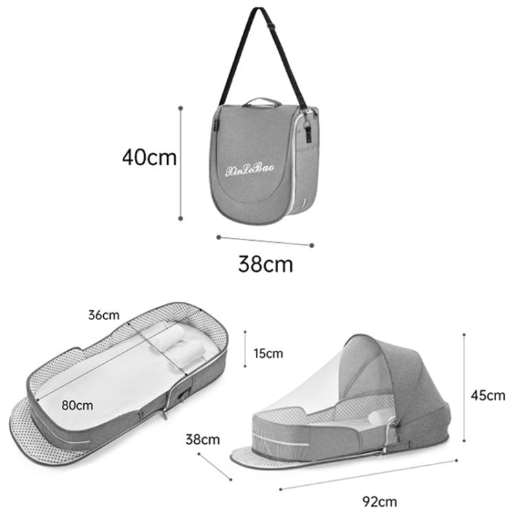 706 Backpack Portable Movable Crib Multifunctional Foldable Baby Bed, Color: Sky Blue+Sunshade