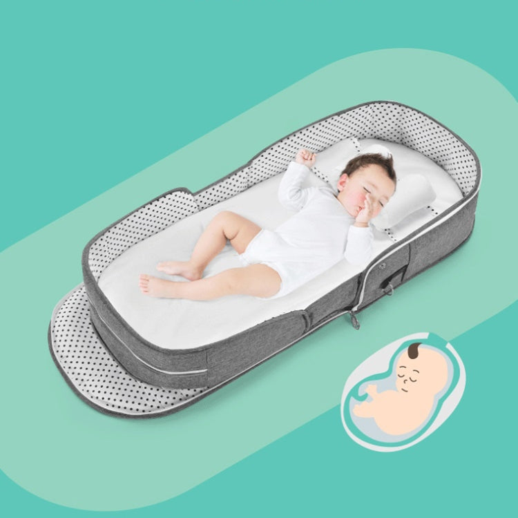 706 Backpack Portable Movable Crib Multifunctional Foldable Baby Bed, Color: Deep Khaki+Sunshade