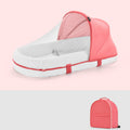 709 Portable Multifunctional Crib with Mosquito Net Folding Newborn Moveable Bed, Color: Pink White