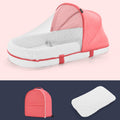 709 Portable Multifunctional Crib with Mosquito Net Folding Newborn Moveable Bed, Color: Pink White+Pillow