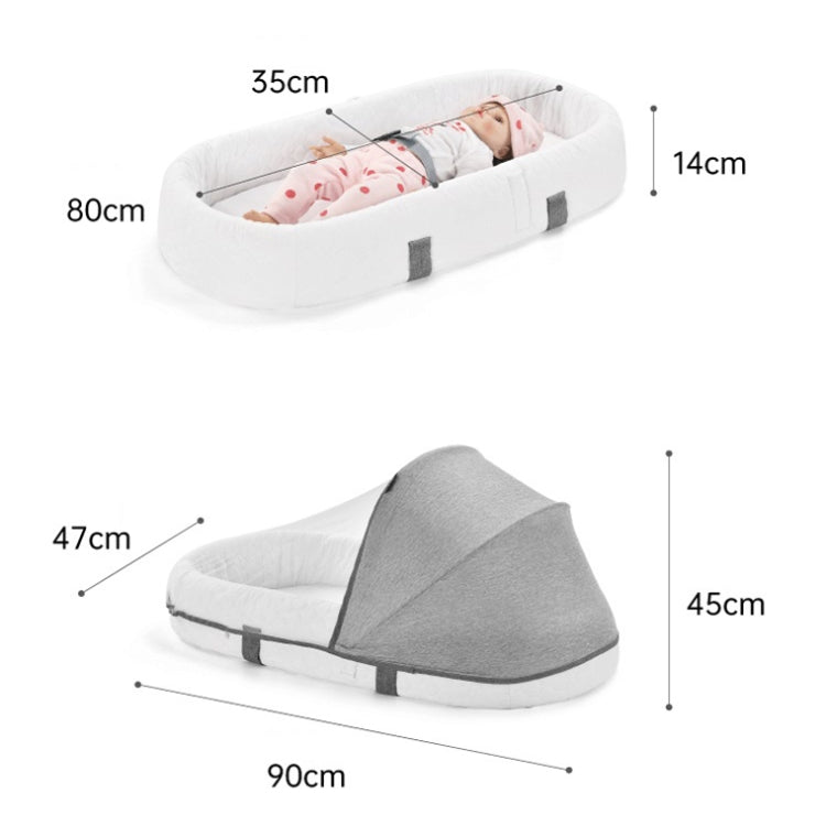 709 Portable Multifunctional Crib with Mosquito Net Folding Newborn Moveable Bed, Color: Gray White+Pillow