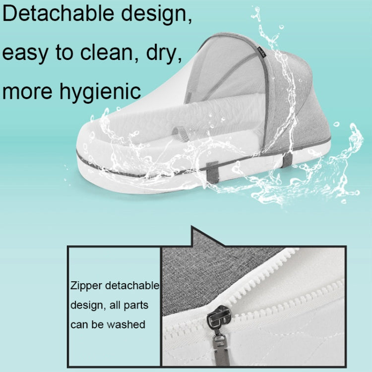 709 Portable Multifunctional Crib with Mosquito Net Folding Newborn Moveable Bed, Color: Sky Blue