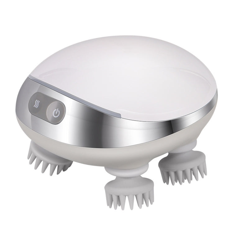 K111 Hot Compress Red Light Head Massager Electric Kneading Vibration Waterproof Head Instrument, Size: English Version(White)