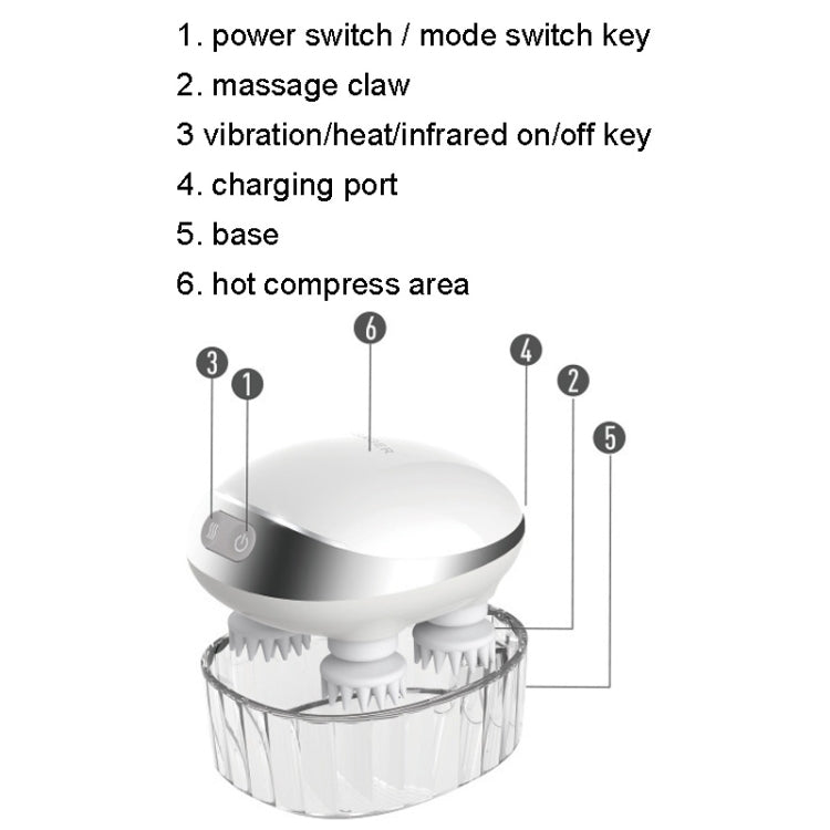 K111 Hot Compress Red Light Head Massager Electric Kneading Vibration Waterproof Head Instrument, Size: English Version(White)