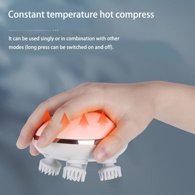 K111 Hot Compress Red Light Head Massager Electric Kneading Vibration Waterproof Head Instrument, Size: English Version(White)