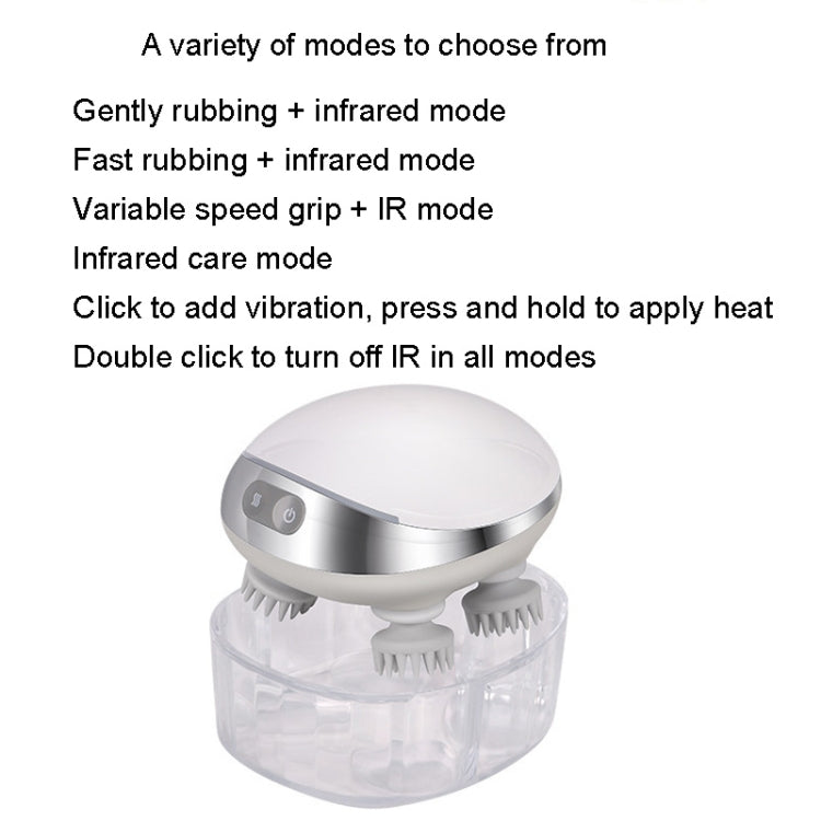 K111 Hot Compress Red Light Head Massager Electric Kneading Vibration Waterproof Head Instrument, Size: English Version(White)