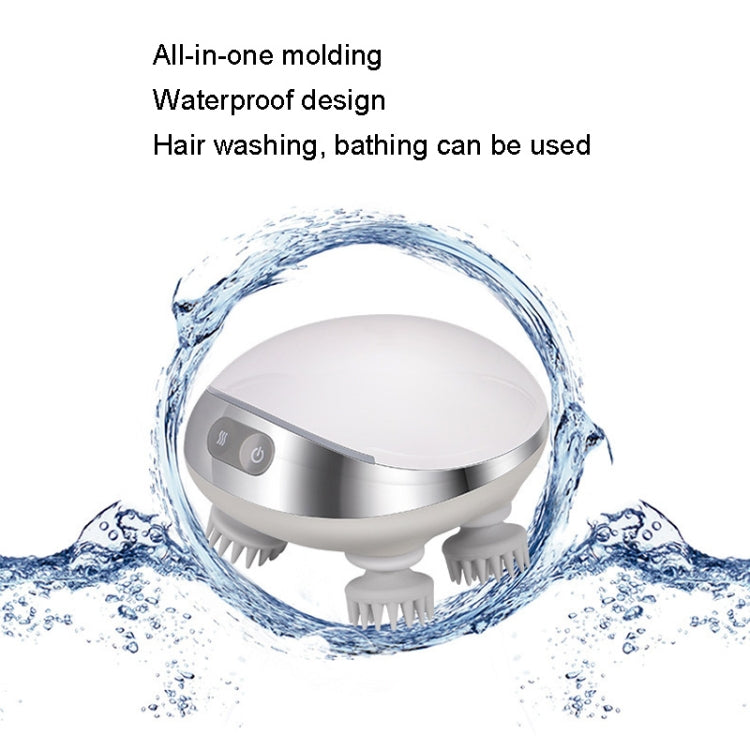 K111 Hot Compress Red Light Head Massager Electric Kneading Vibration Waterproof Head Instrument, Size: English Version(White)