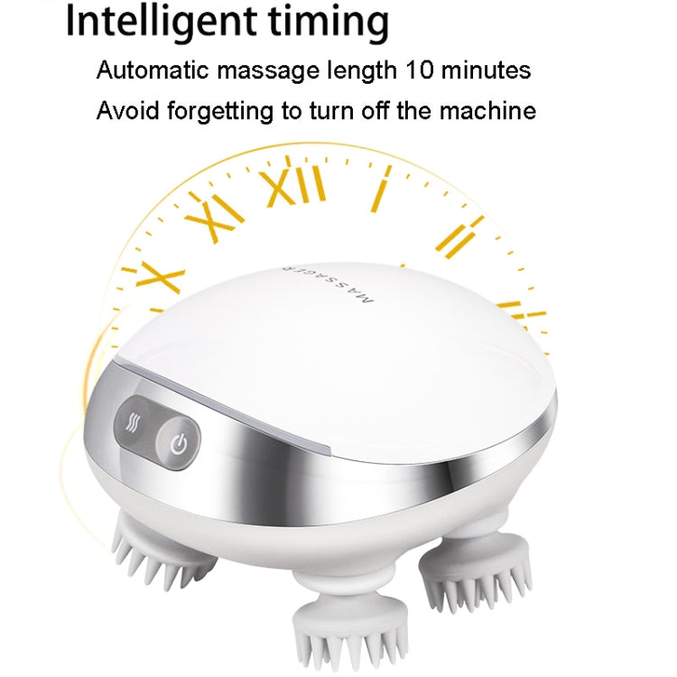 K111 Hot Compress Red Light Head Massager Electric Kneading Vibration Waterproof Head Instrument, Size: English Version(White)