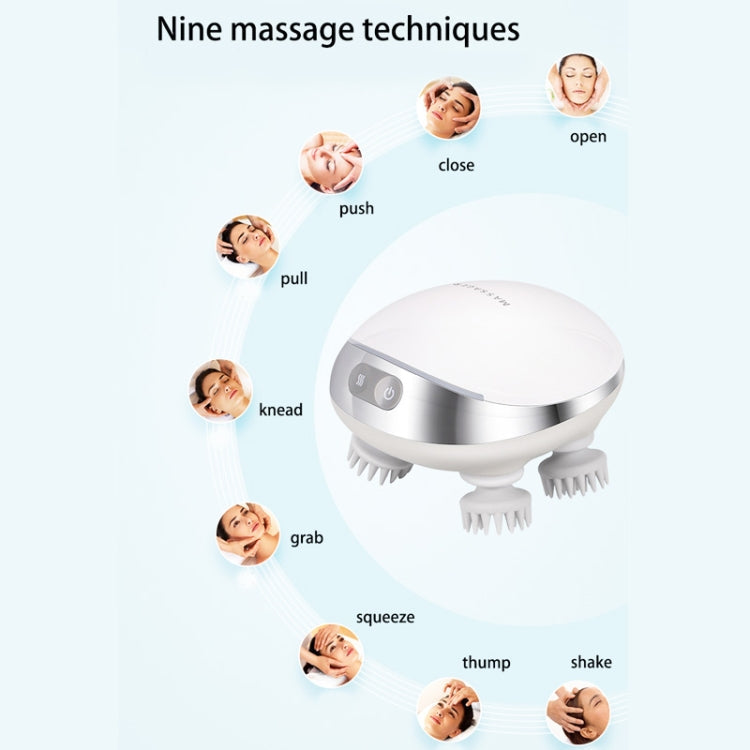 K111 Hot Compress Red Light Head Massager Electric Kneading Vibration Waterproof Head Instrument, Size: English Version(White)