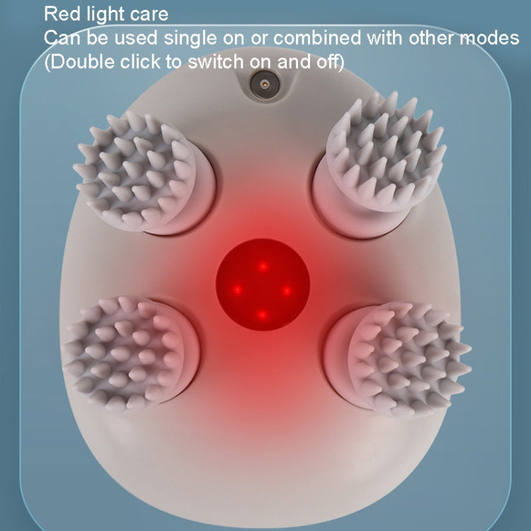 K111 Hot Compress Red Light Head Massager Electric Kneading Vibration Waterproof Head Instrument, Size: English Version(White)