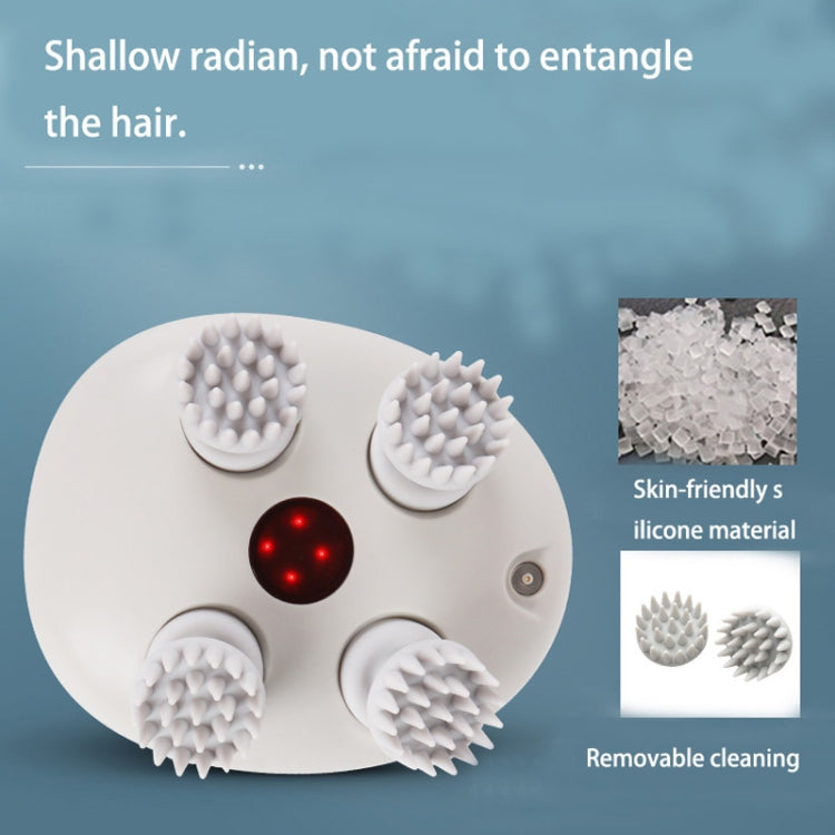 K111 Hot Compress Red Light Head Massager Electric Kneading Vibration Waterproof Head Instrument, Size: English Version(White)