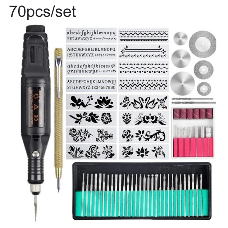 70pcs/set Mini Electric Speed Adjustable Engraving Pen Micro Electric Drill(EU Plug)