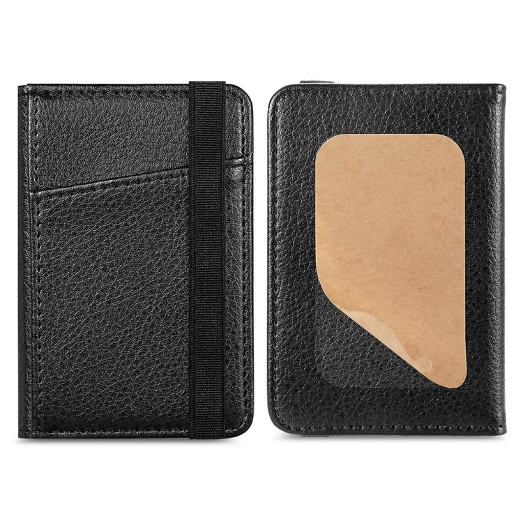 Multifunctional PU Leather Phone Back Sticker Card Bag With Bracket Function(Black)