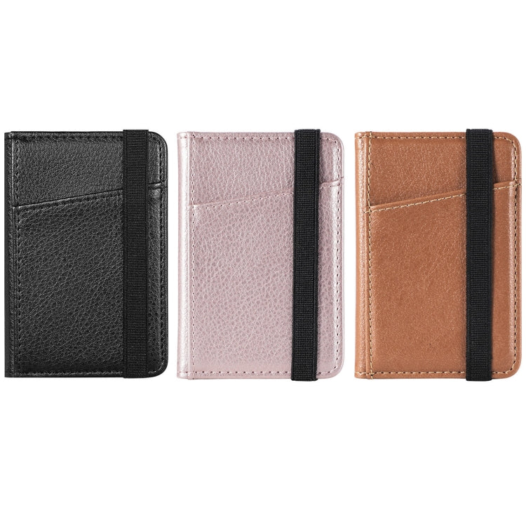 Multifunctional PU Leather Phone Back Sticker Card Bag With Bracket Function(Black)