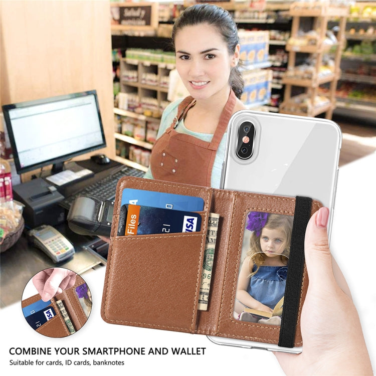 Multifunctional PU Leather Phone Back Sticker Card Bag With Bracket Function(Black)