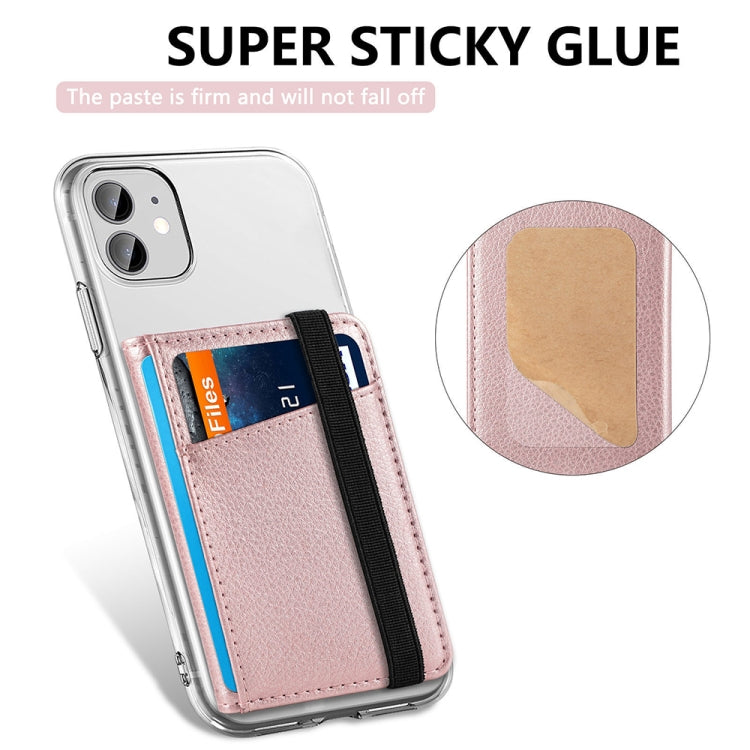 Multifunctional PU Leather Phone Back Sticker Card Bag With Bracket Function(Black)