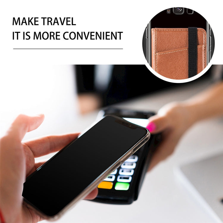 Multifunctional PU Leather Phone Back Sticker Card Bag With Bracket Function(Black)