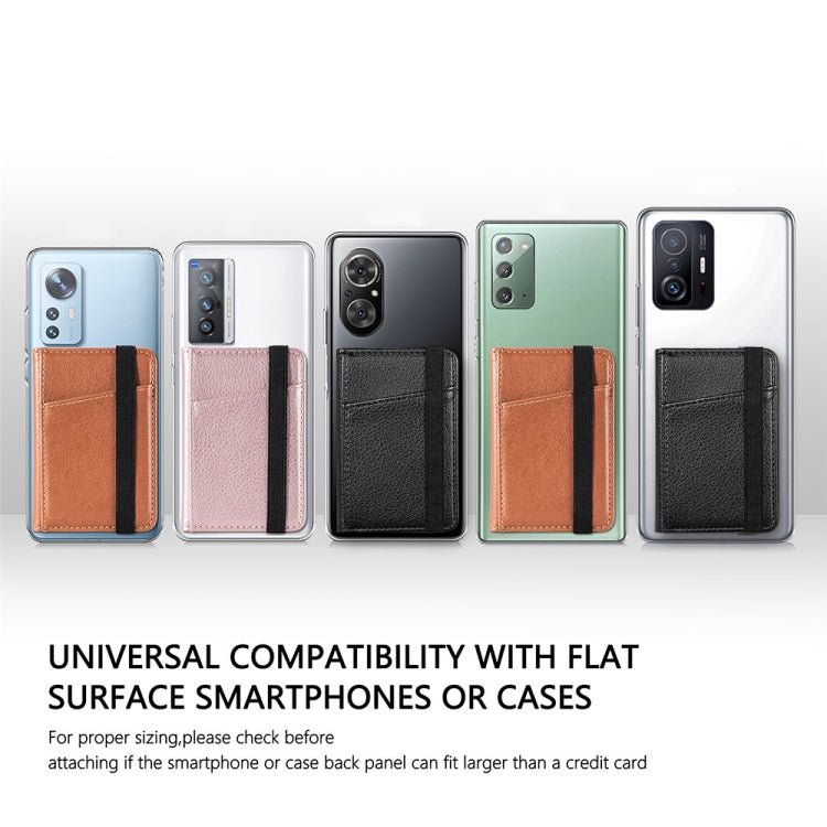 Multifunctional PU Leather Phone Back Sticker Card Bag With Bracket Function(Rose Gold)
