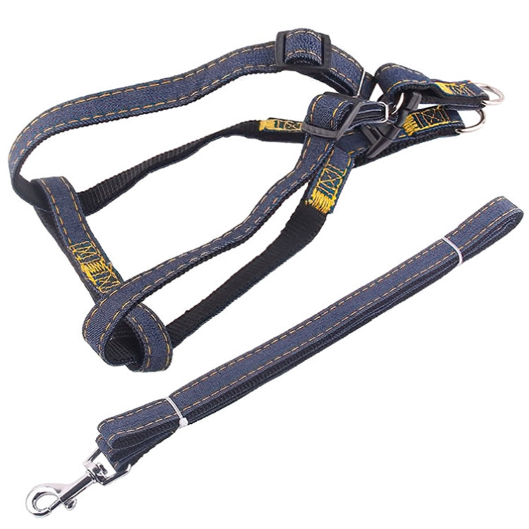 BG-Q1025 Leash+Chest Strap Thickened Strong Denim Pet Dog Leash Set, Size: XL(Black)