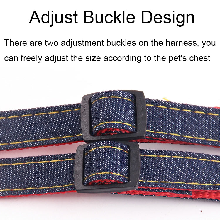 BG-Q1025 Leash+Chest Strap Thickened Strong Denim Pet Dog Leash Set, Size: M(Red)