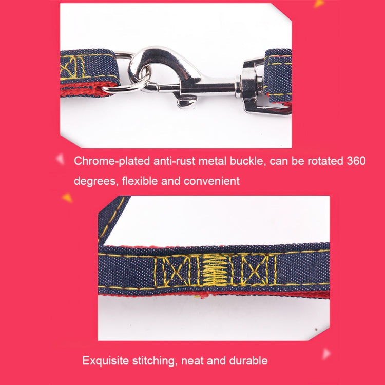 BG-Q1025 Leash+Chest Strap Thickened Strong Denim Pet Dog Leash Set, Size: S(Blue)