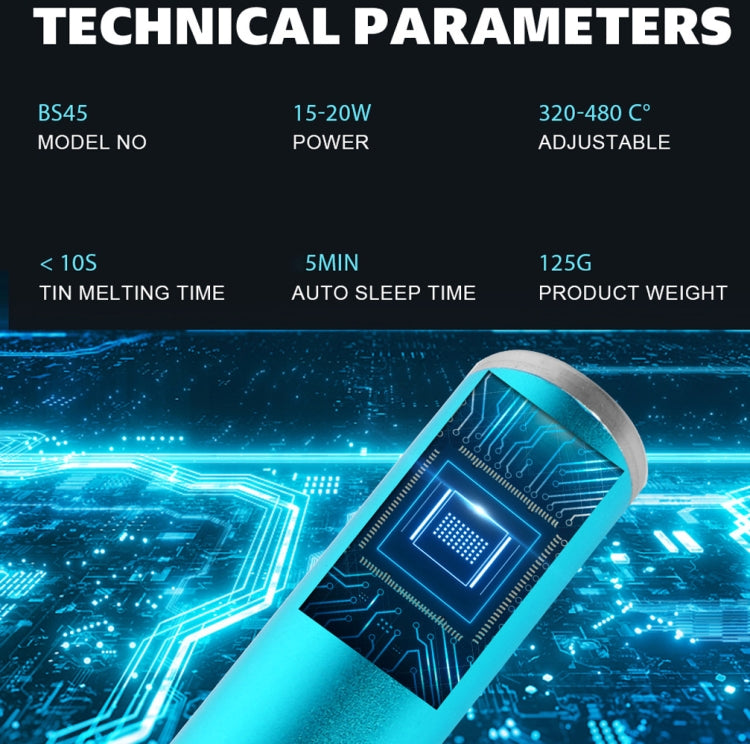 BS45 17-25W Wireless Soldering Iron with Adjustable Temperature LED Digital Display, Spec: Tip-C
