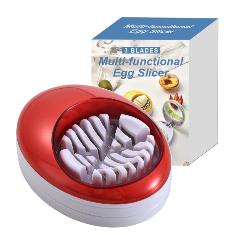 3-in-1 Kitchen Egg Slicer for Strawberry, Mushroom, Bananas , and Other Soft Fruit(Red)