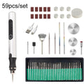 E108 59pcs/set Wireless Portable USB Rechargeable Mini Electric Drill Pen(Silver)