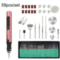 E108 59pcs/set Wireless Portable USB Rechargeable Mini Electric Drill Pen(Rose Gold)