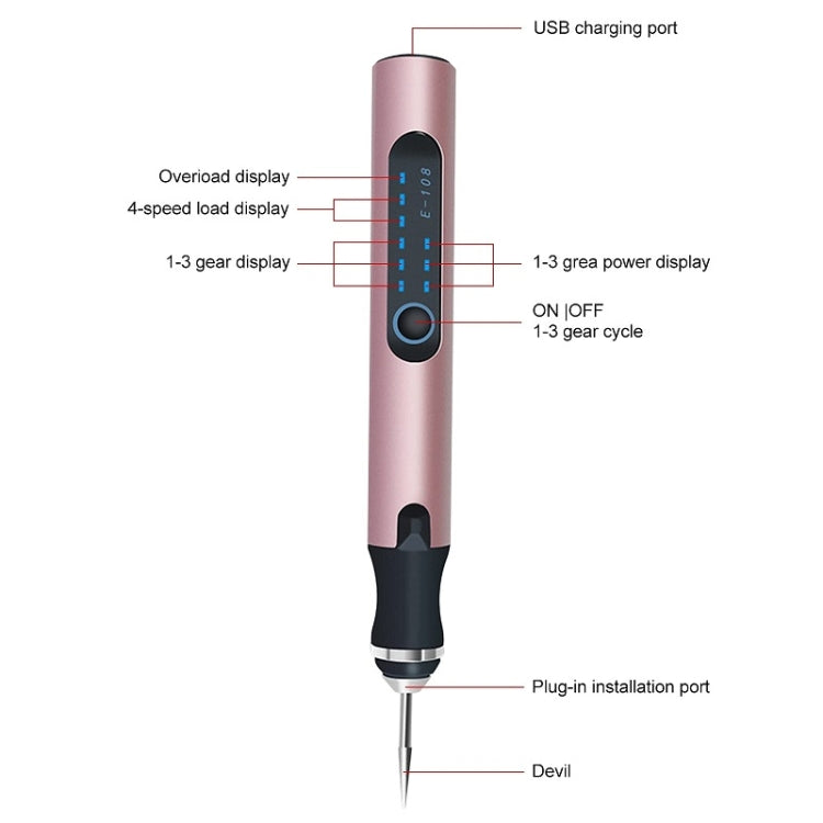 E108 59pcs/set Wireless Portable USB Rechargeable Mini Electric Drill Pen(Rose Gold)