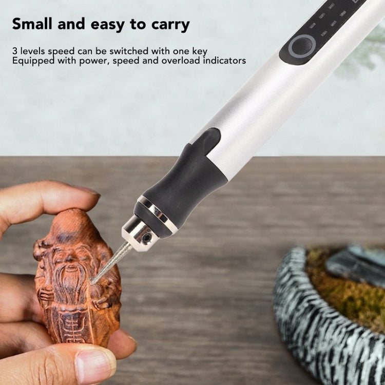 E108 59pcs/set Wireless Portable USB Rechargeable Mini Electric Drill Pen(Silver)
