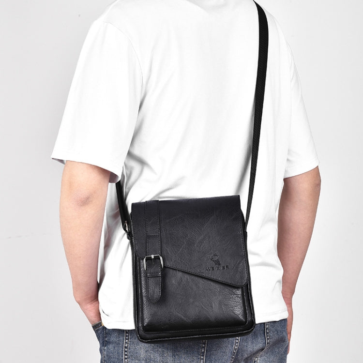 WEIXIER D266 Retro Crossbody Large Capacity Messenger Bag Shoulder Bag Tot Backpack(Black)