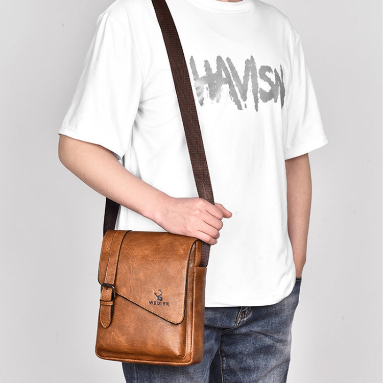 WEIXIER D266 Retro Crossbody Large Capacity Messenger Bag Shoulder Bag Tot Backpack(Light Brown)