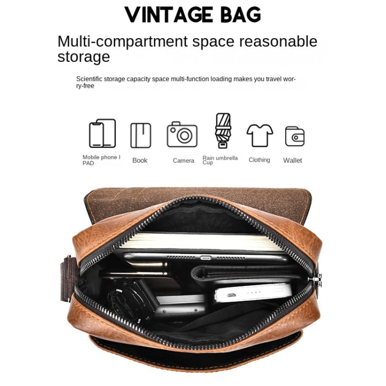WEIXIER D266 Retro Crossbody Large Capacity Messenger Bag Shoulder Bag Tot Backpack(Light Brown)